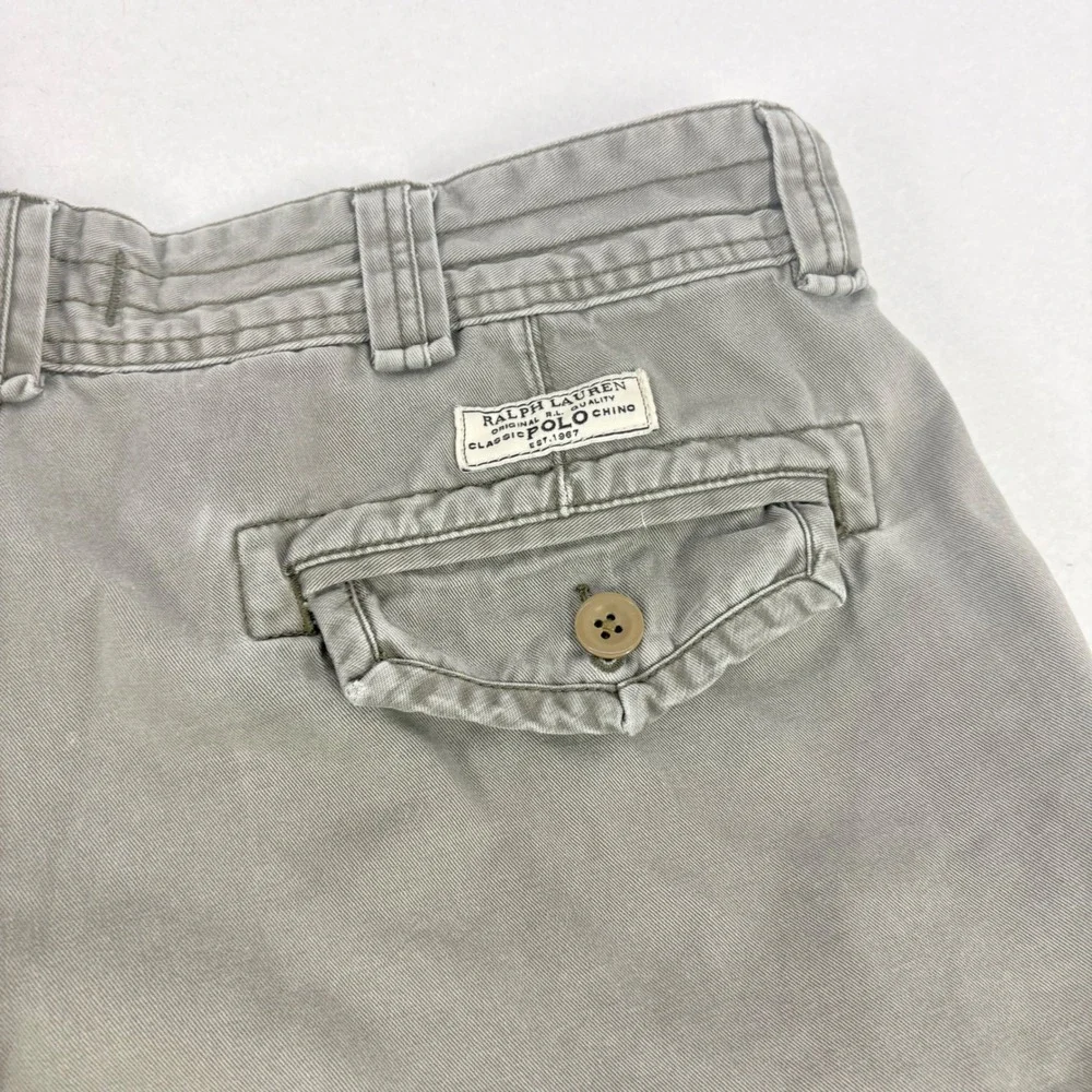 VTG Polo Ralph Lauren Men Cargo Shorts Y2K Grey Utility Fits Sz 35 Skater Grunge